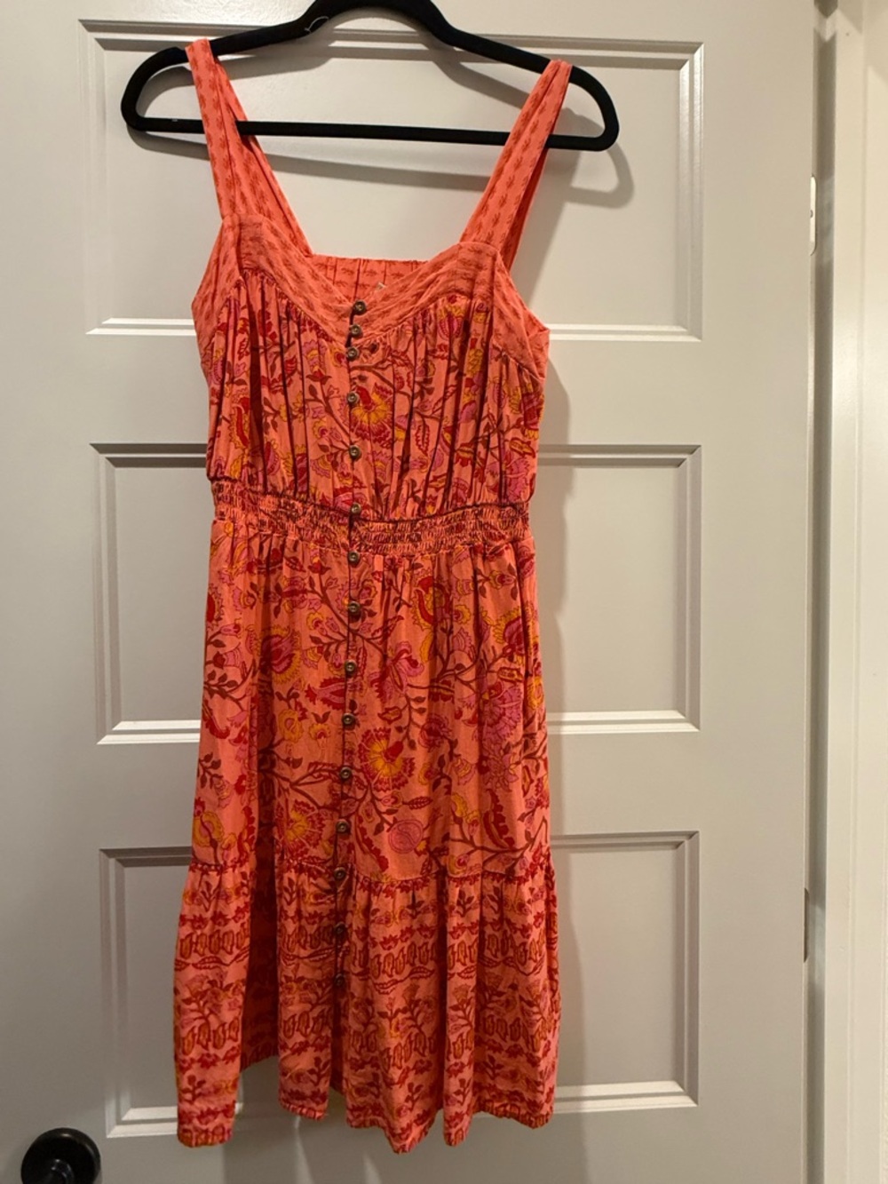 Knox Rose Coral-Pink Floral Button-Front Midi Dress